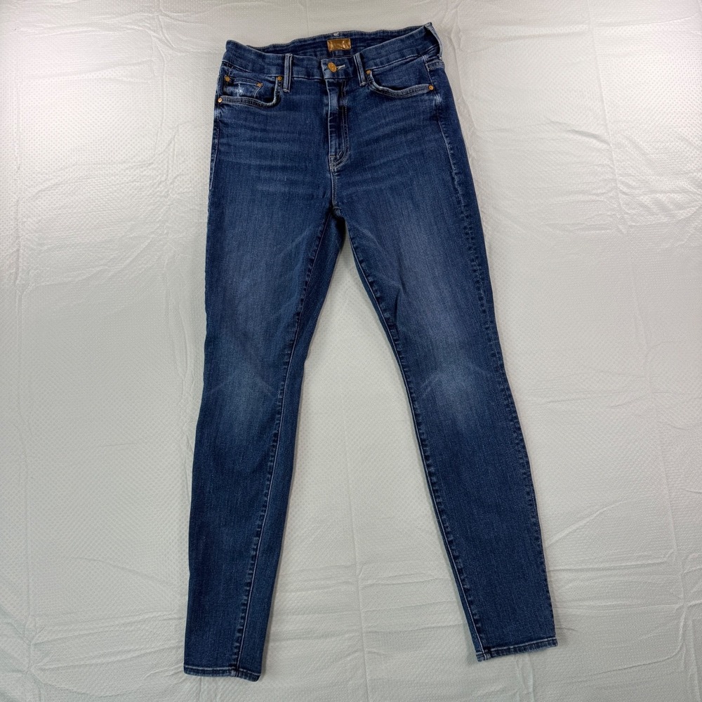 MOTHER High Waisted Looker Teaming Up Blue Skinny Jeans Sz 29 Made in USA